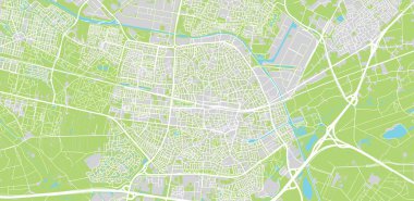Tilburg kentsel vektör şehir haritası, Hollanda