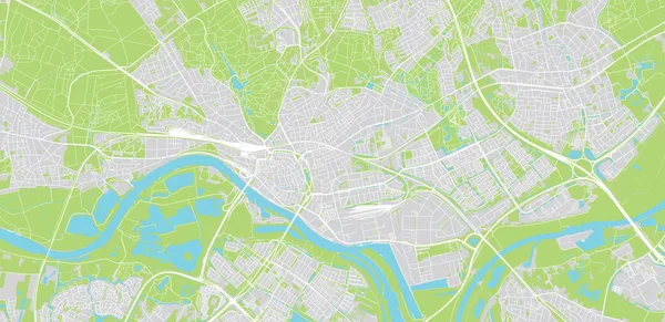 Mapa da cidade de vetor urbano de Arnhem, Países Baixos — Vetor de Stock