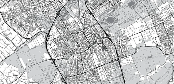 Stedelijke vector stad kaart van Delft, Nederland — Stockvector