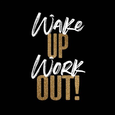 Wake up work out, altın ve beyaz ilham verici motivasyon teklif