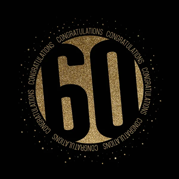 Félicitations numéro 60 anniversaire paillettes cercle design — Photo