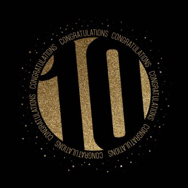 Tebrikler sayı 10 doğum günü yıldönümü glitter daire tasarımı