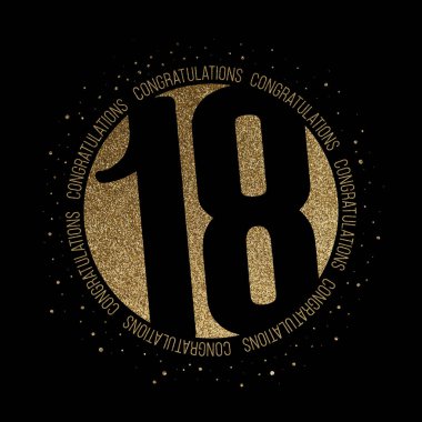 Tebrikler sayısı 18 doğum günü yıldönümü glitter daire tasarımı