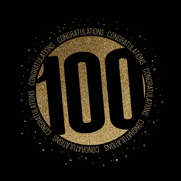 Felicitaciones número 100 aniversario brillo círculo diseño — Foto de Stock