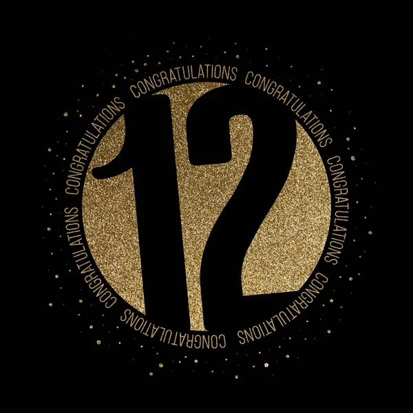 Felicitaciones número 12 aniversario brillo círculo diseño — Foto de Stock