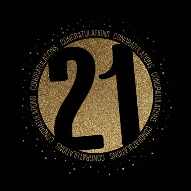 Tebrikler sayısı 21 doğum günü yıldönümü glitter daire tasarımı