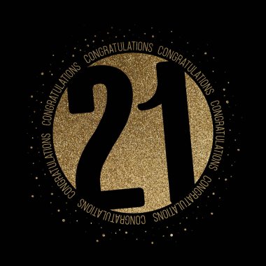 Congratulations number 21 birthday anniversary glitter circle design clipart