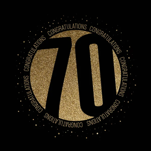 祝贺数字 70 生日周年闪闪发光的圆设计 — 图库照片