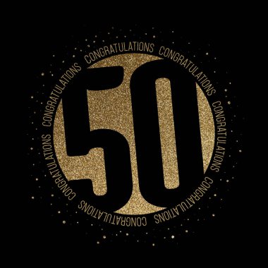Tebrikler sayı 50 doğum günü yıldönümü glitter daire tasarımı