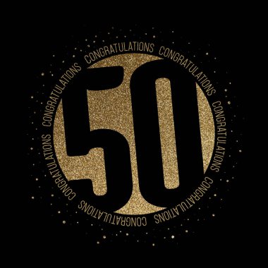 Congratulations number 50 birthday anniversary glitter circle design clipart
