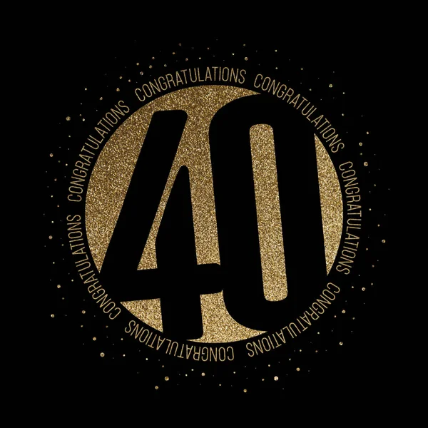 Congratulations number 40 birthday anniversary glitter circle design