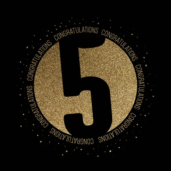 Congratulations number 5 birthday anniversary glitter circle design — Stock Photo, Image