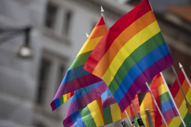 Bir Lgbt gay gurur gökkuşağı bayrağı bir gurur topluluk kutlama olay sallandı ediliyor
