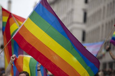 Bir Lgbt gay gurur gökkuşağı bayrağı bir gurur topluluk kutlama olay sallandı ediliyor