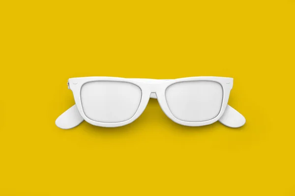 Fehér napszemüveg egy fényes sárga háttér. Beren Katalin — Stock Fotó