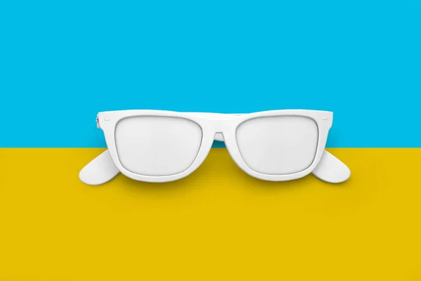 Letnie okulary przeciwsłoneczne jasne tło wakacje. Renderowanie 3D — Zdjęcie stockowe