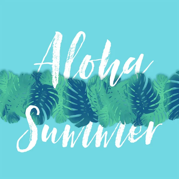 Aloha summer tropical palm tree leaf background