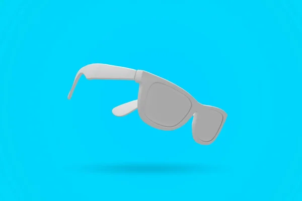 Weiße Sonnenbrille auf hellblauem Hintergrund. Sommerlicher Rückstau — Stockfoto