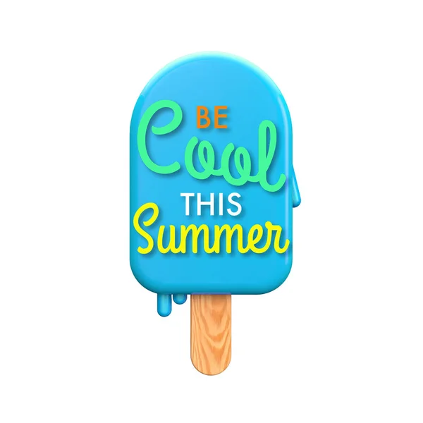 Καλοκαίρι πολύχρωμο παγωμένο γλειφιτζούρι με να είναι δροσερό αυτό το καλοκαιρινό μήνυμα — Φωτογραφία Αρχείου