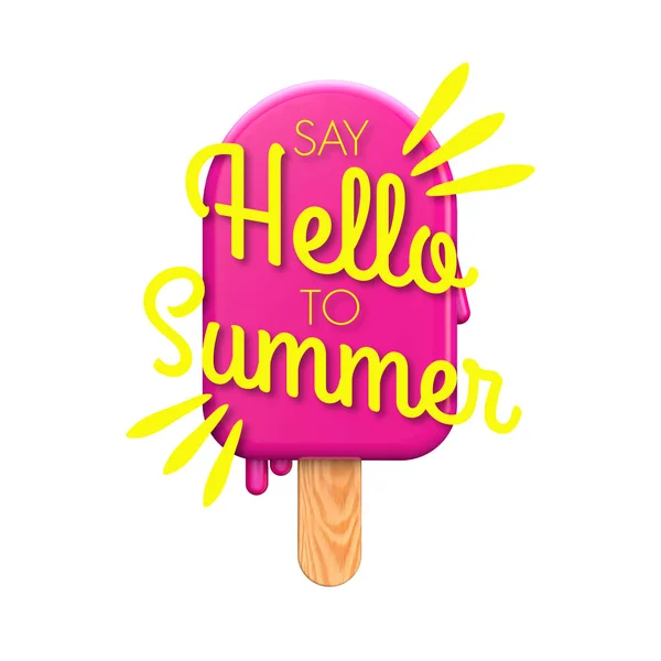 Verano colorido hielo lolly con Hola mensaje de verano —  Fotos de Stock