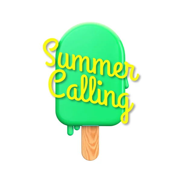 Summertime colorato ghiacciolo con messaggio di chiamata estate — Foto Stock