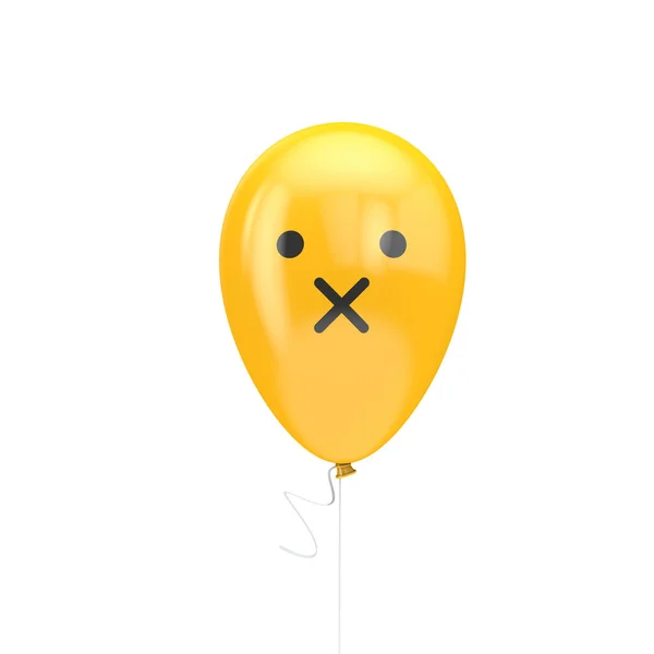 Boca fechada em forma de X emoji balão flutuante — Fotografia de Stock