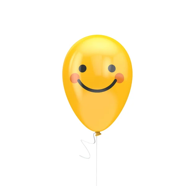 Grande sorriso com bochechas vermelhas emoji flutuante balão — Fotografia de Stock