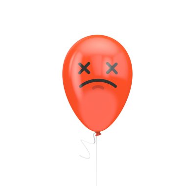 Üzgün kızgın kırmızı emoji yüzen balon