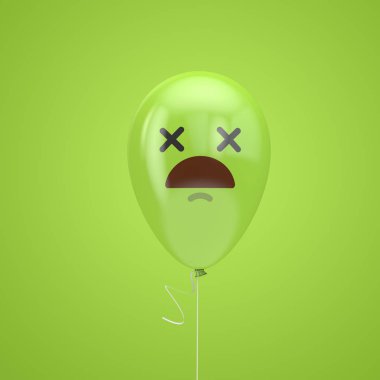 unwell yeşil emoji yüzen balon