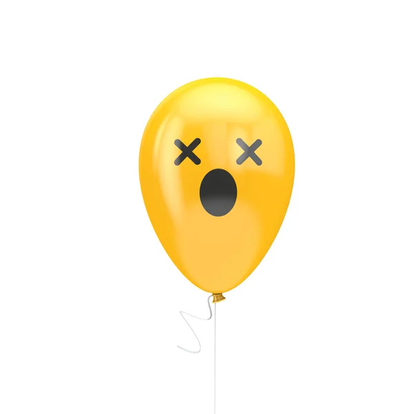 Mund auf und gekreuzte Augen Emoji schwimmender Ballon — Stockfoto