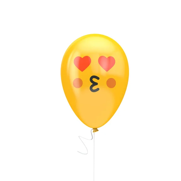 Kalp gözleri emoji yüzen balon ile Öpüşme — Stok fotoğraf