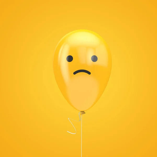 Triste rosto infeliz emoji flutuante balão — Fotografia de Stock