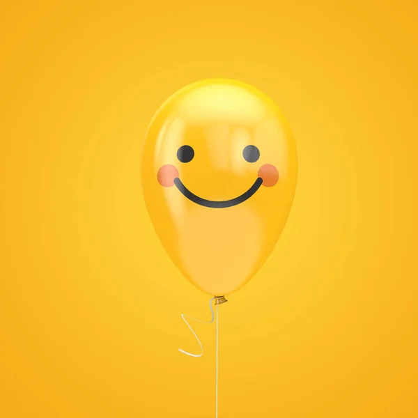 Kırmızı yanaklar emoji yüzen balon ile büyük bir gülümseme — Stok fotoğraf