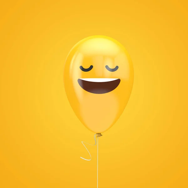 Smiling with eyes shut emoji floating balloon