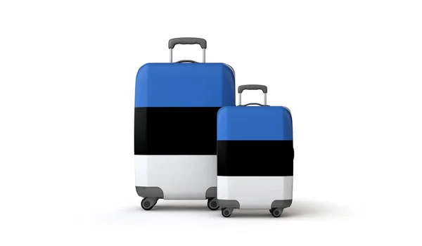 Estonia flag holiday destination travel suitcases isolated on white. 3D Render — Stock Photo, Image