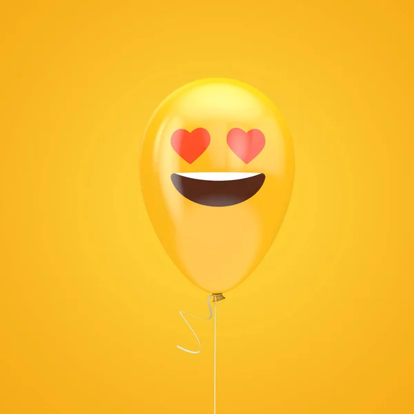 Χαμογελαστός με την καρδιά μάτια emoji πλωτό μπαλόνι — Φωτογραφία Αρχείου