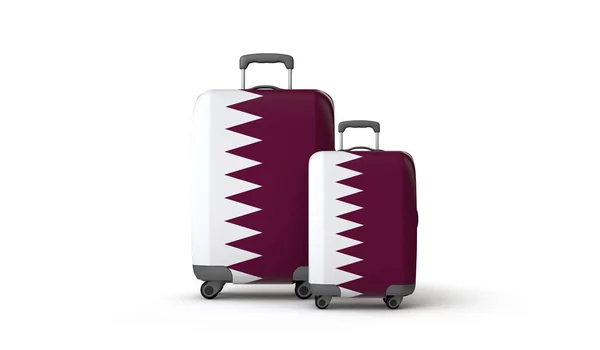 Bahrein zászlaja nyaralás cél úti bőröndök elszigetelt fehér. 3D-leképezés — Stock Fotó