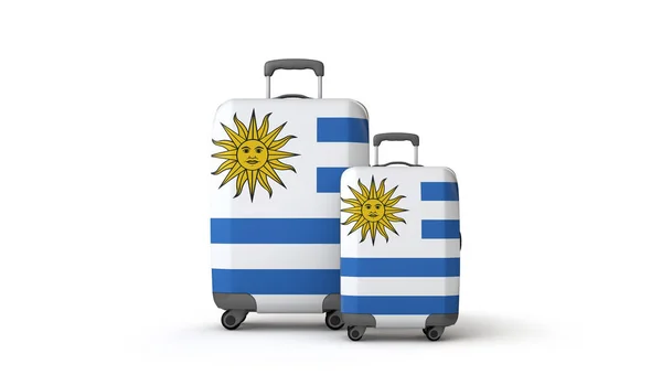 Uruguay flagge ferienziel reisekoffer isoliert auf weiß. 3D-Darstellung — Stockfoto