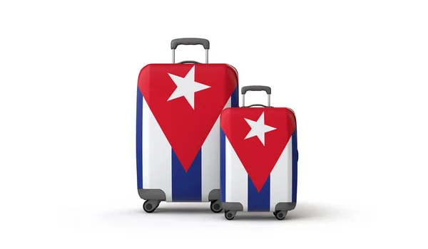 Cuba drapeau destination de vacances valises de voyage isolées sur blanc. Expéditeur 3D — Photo