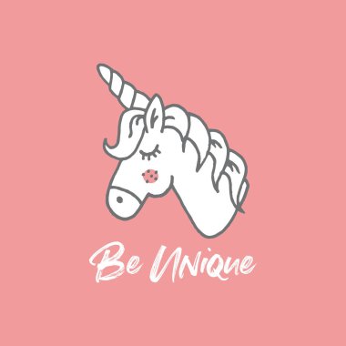 Sevimli büyülü unicorn el çizilmiş illüstrasyon