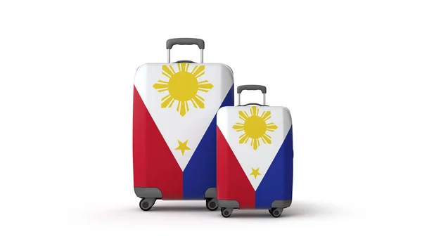 Maletas de destino de bandera de Filipinas aisladas en blanco. Renderizado 3D — Foto de Stock