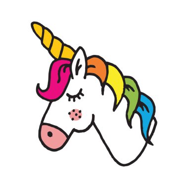 Sevimli büyülü unicorn el çizilmiş illüstrasyon