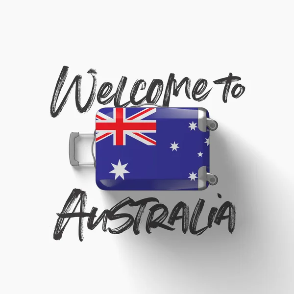 Velkommen til Australia. nasjonalt flagg på en reiseveske. 3D Render – stockfoto