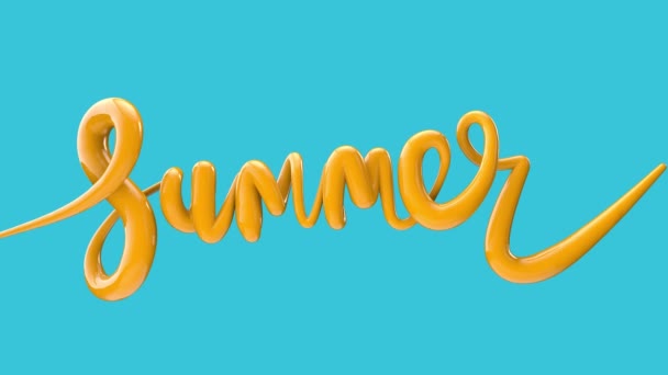 Summer bright bubble script typography inflating word background 3D Render — Stock Video