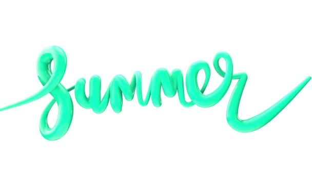 Verão brilhante bolha script tipografia inflar palavra fundo 3D Render — Vídeo de Stock