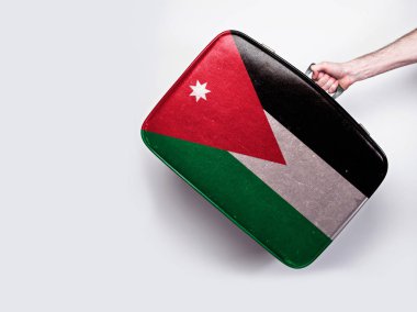 Vintage deri bavul Ürdün bayrağı.