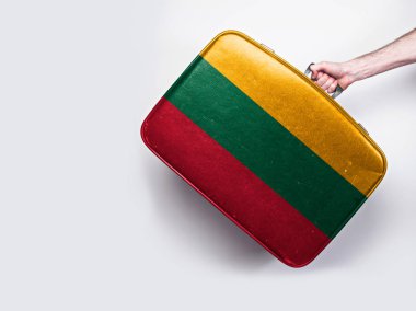 Vintage deri bavul Litvanya bayrağı.