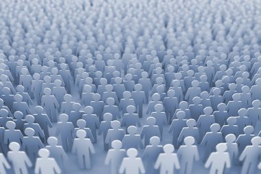 Kariyer fırsatı. Sopa rakam insanlar büyük bir grup. 3D rende