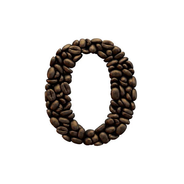 Номер 0 кофейных зерен шрифт. 3D рендеринг — стоковое фото