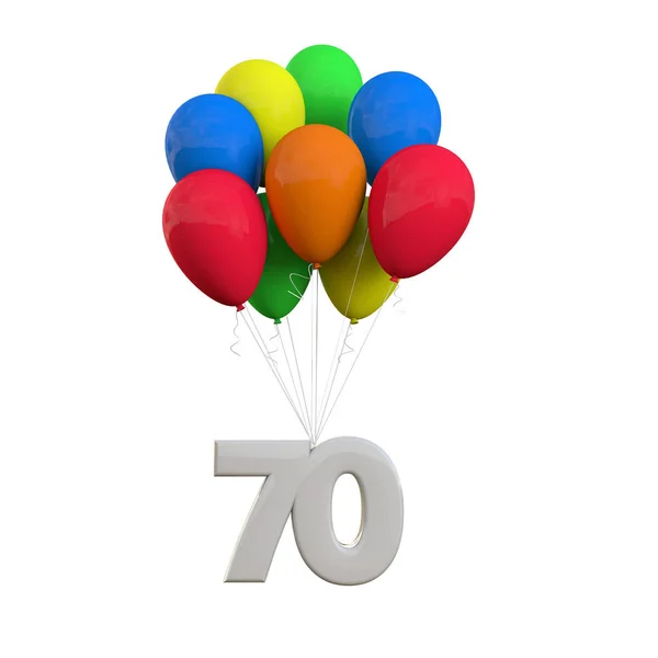 70-Jahr-Feier. Zahl, die an einem Ballo befestigt ist — Stockfoto